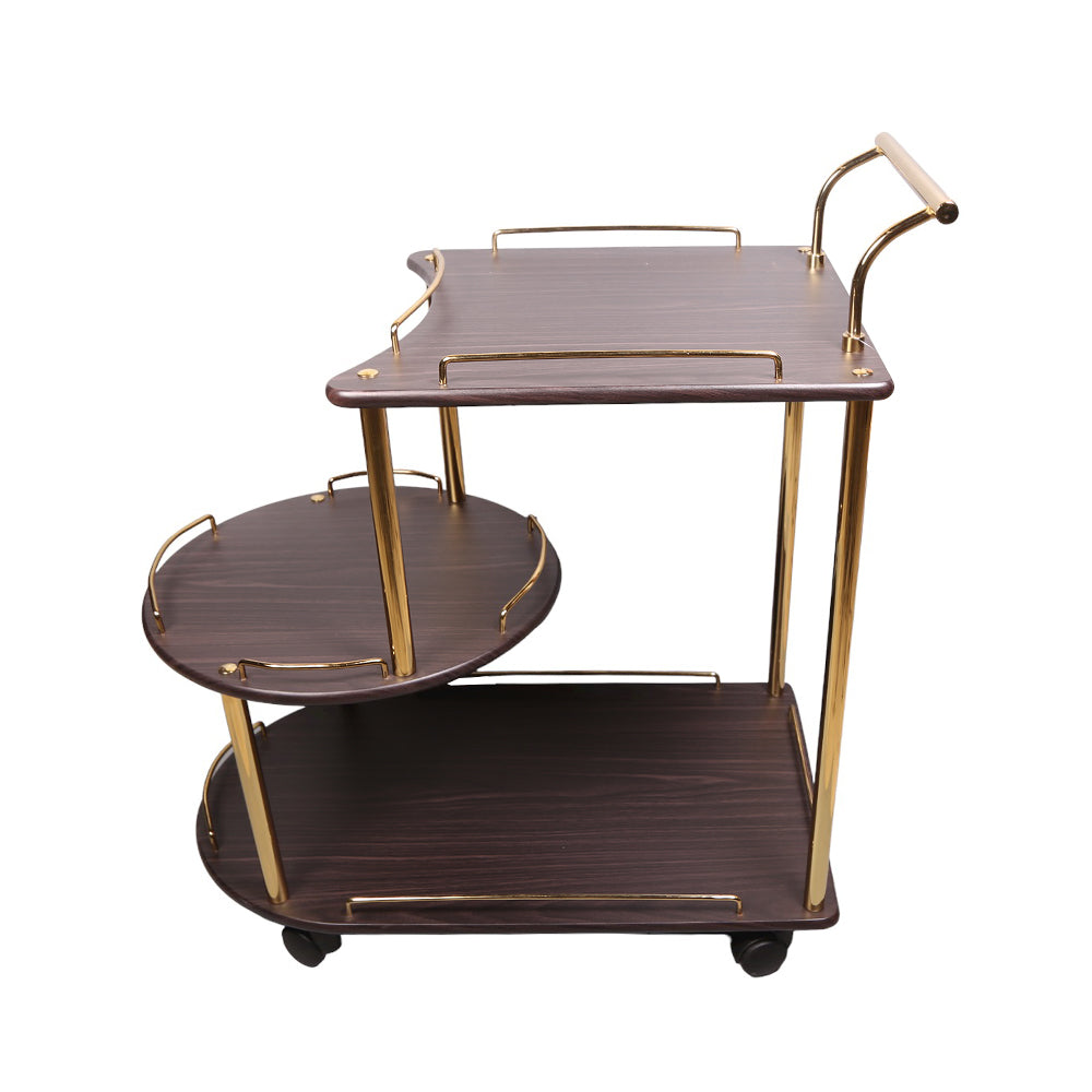 Baggi Style Tea Trolly In Golden Frame And Dark Brown Top(1112) UnAsssembled
