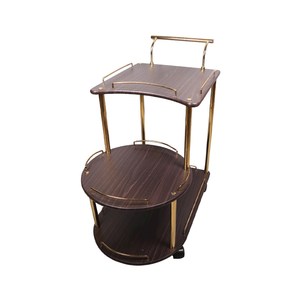 Baggi Style Tea Trolly In Golden Frame And Dark Brown Top(1112) UnAsssembled