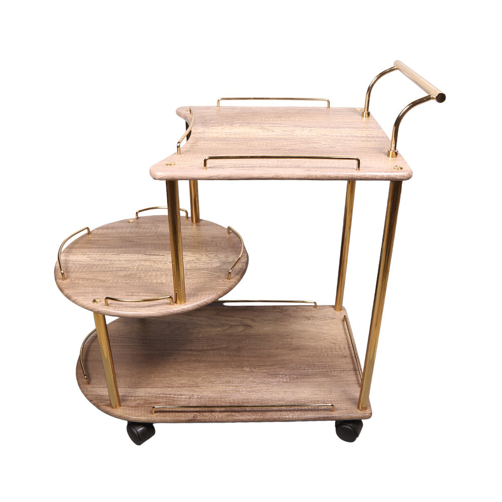Baggi Style Serving Trolly In Gold and Light Wood -1926( Unassembled)
