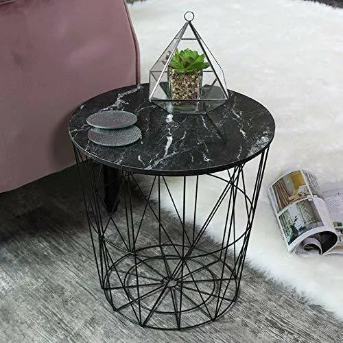 METAL WIRE REMOVABLE WOOD TOP  COFFEE TABLE (1118)