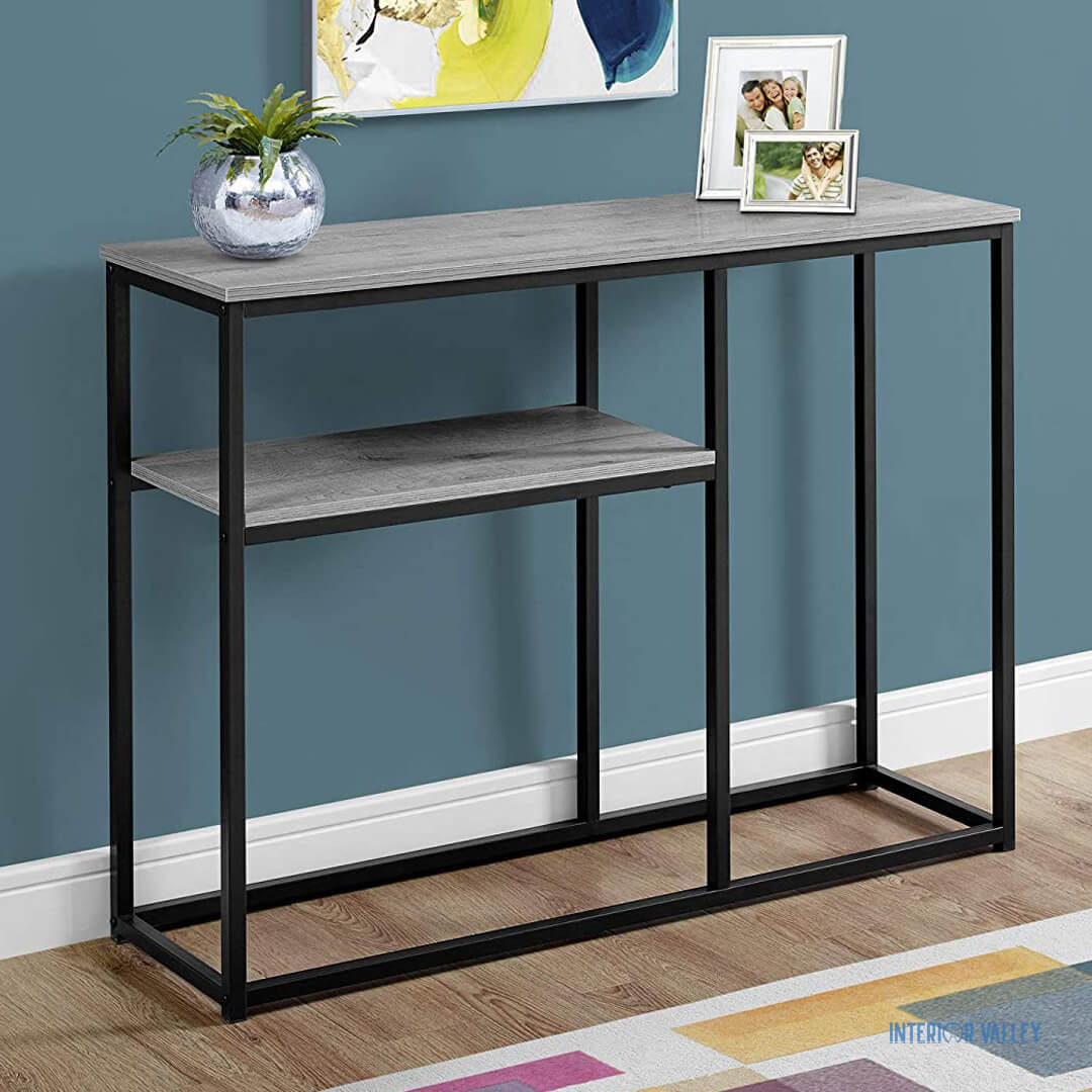 2-Tier Slim Console Table for Entryway with Open Storage Shelf (1138)