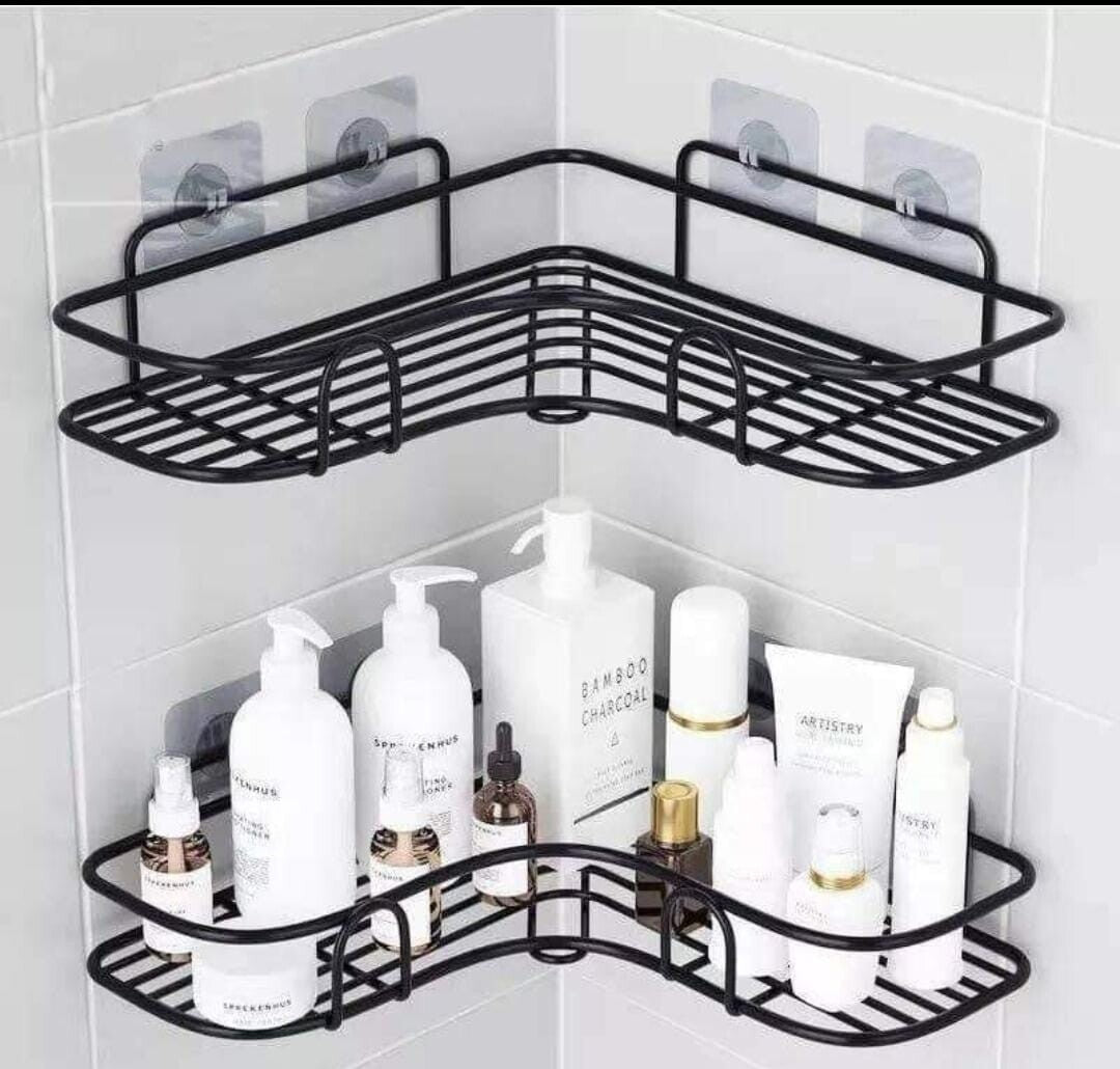 BATHROOM KITCHEN PUNCH CORNER FRAME SHOWER SHELF WROUGHT IRON (1203)