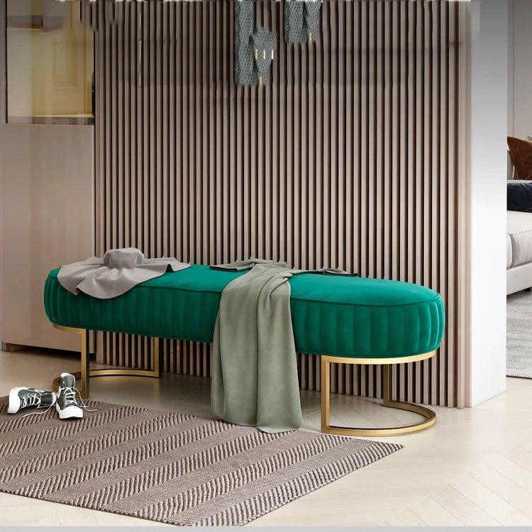 Luxury 3 Seater Bedroom Steel Stool Green (1105)