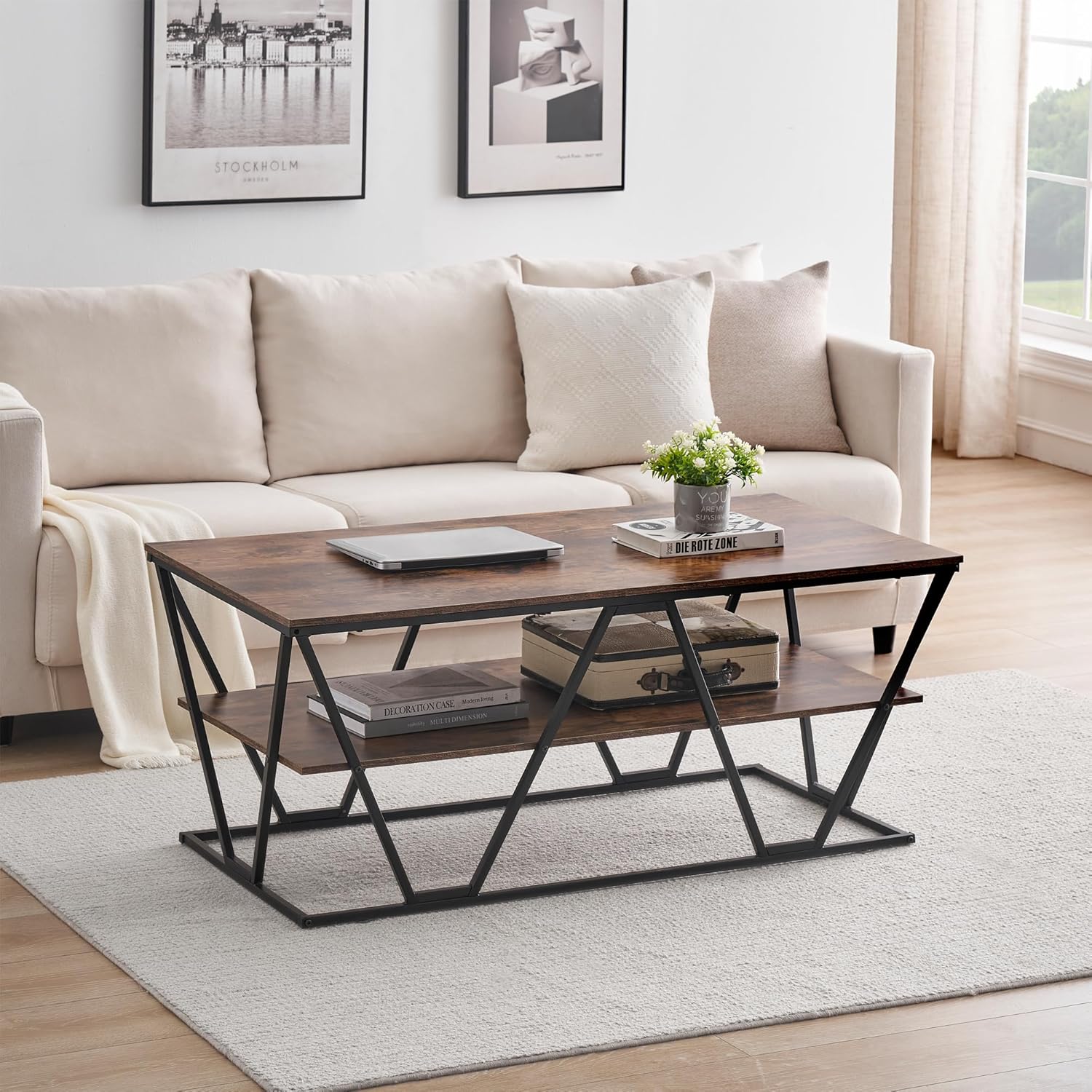 Haetur Industrial Coffee Living Room Center Table (1172)