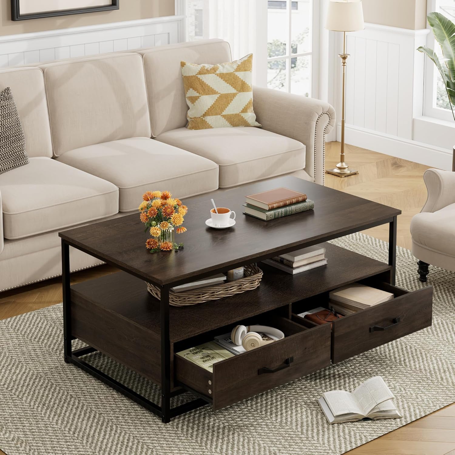 Botlo Lounge Living Room Center Table with 2 Drawers (1153)