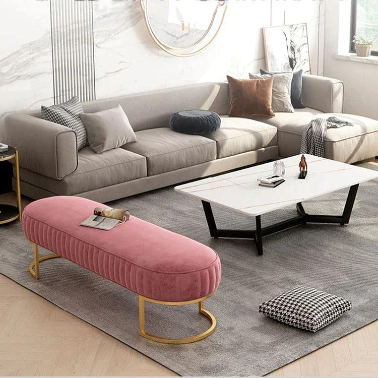 Luxury 3 Seater Bedroom Steel Stool Pink (1107)