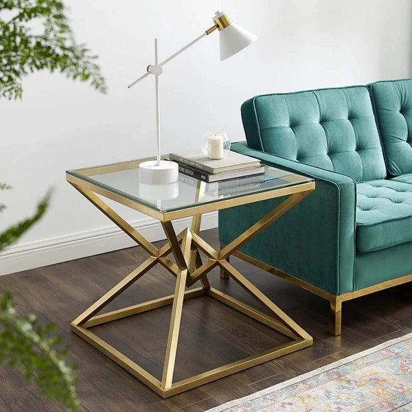 Glassy Pyramid Lounge Living Sofa Side Coffe Table (1158)