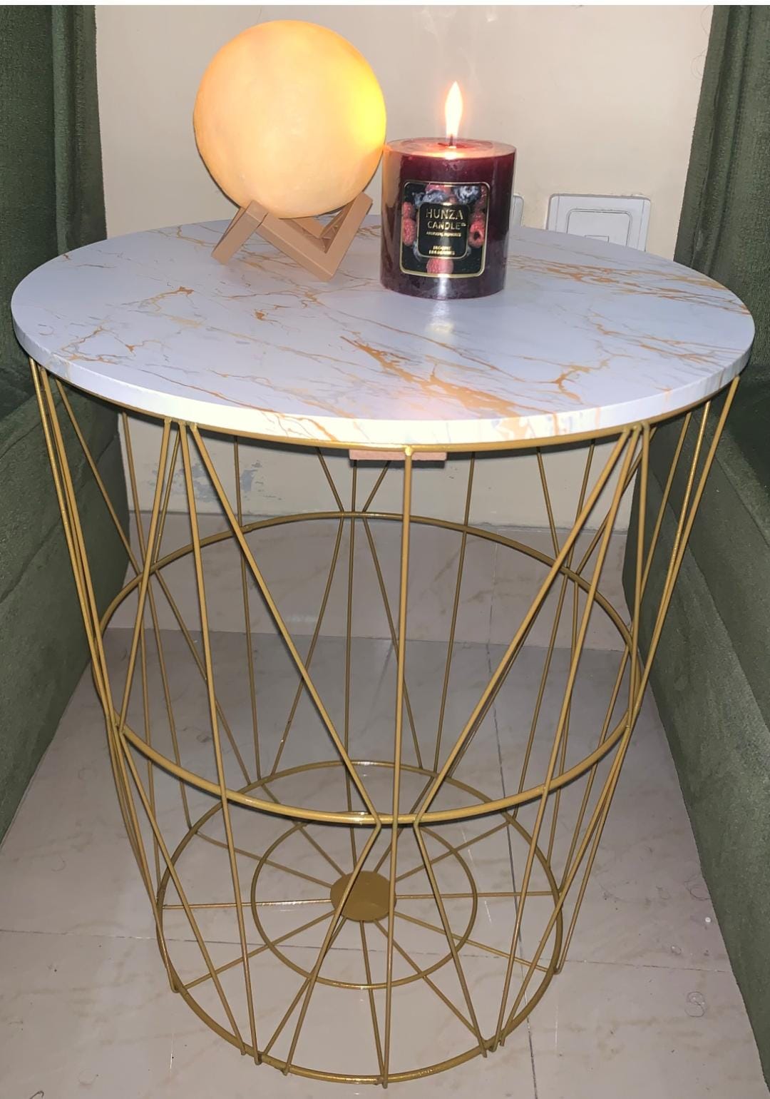 METAL WIRE REMOVABLE WOOD TOP  COFFEE TABLE (1118)