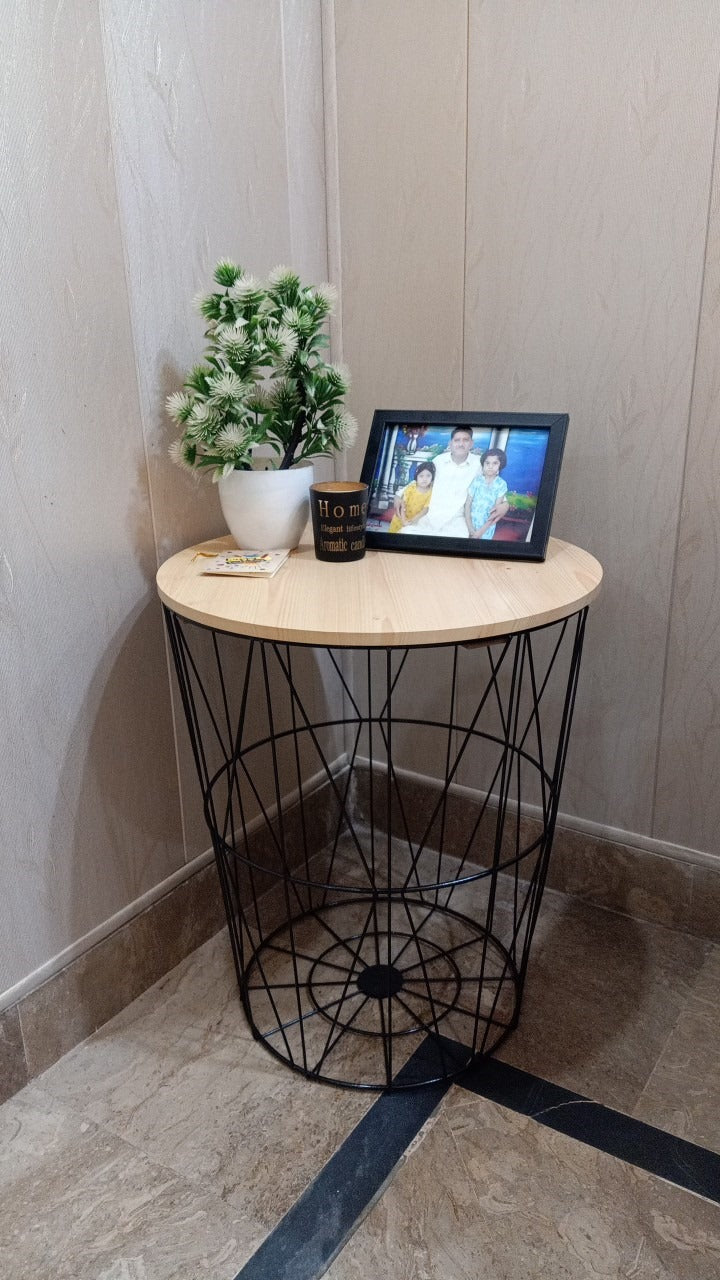 METAL WIRE REMOVABLE WOOD TOP  COFFEE TABLE (1118)