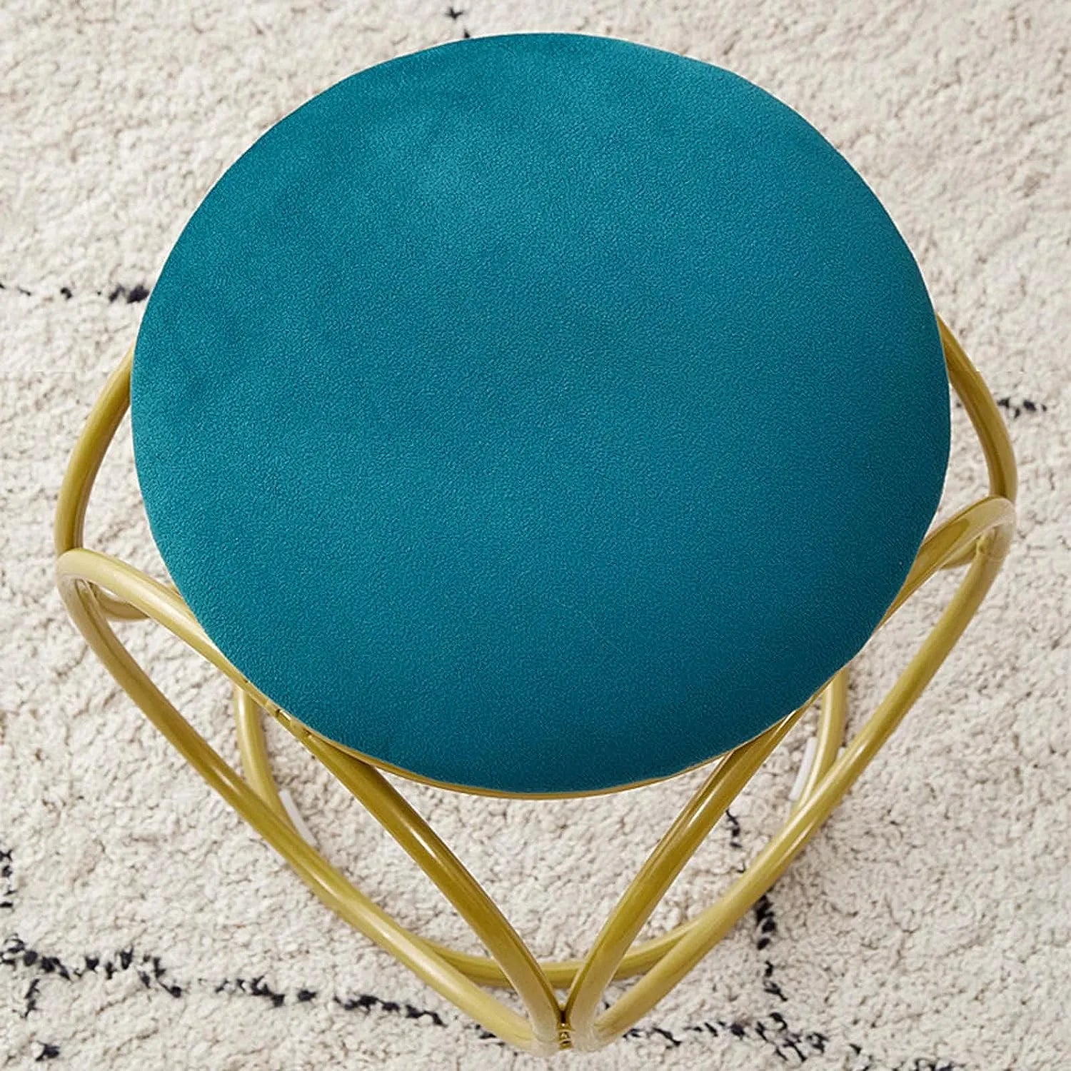 Nestroots Multipurpose Ottoman Pouffe & Stool with Metallic Powder Coated Base (1133)