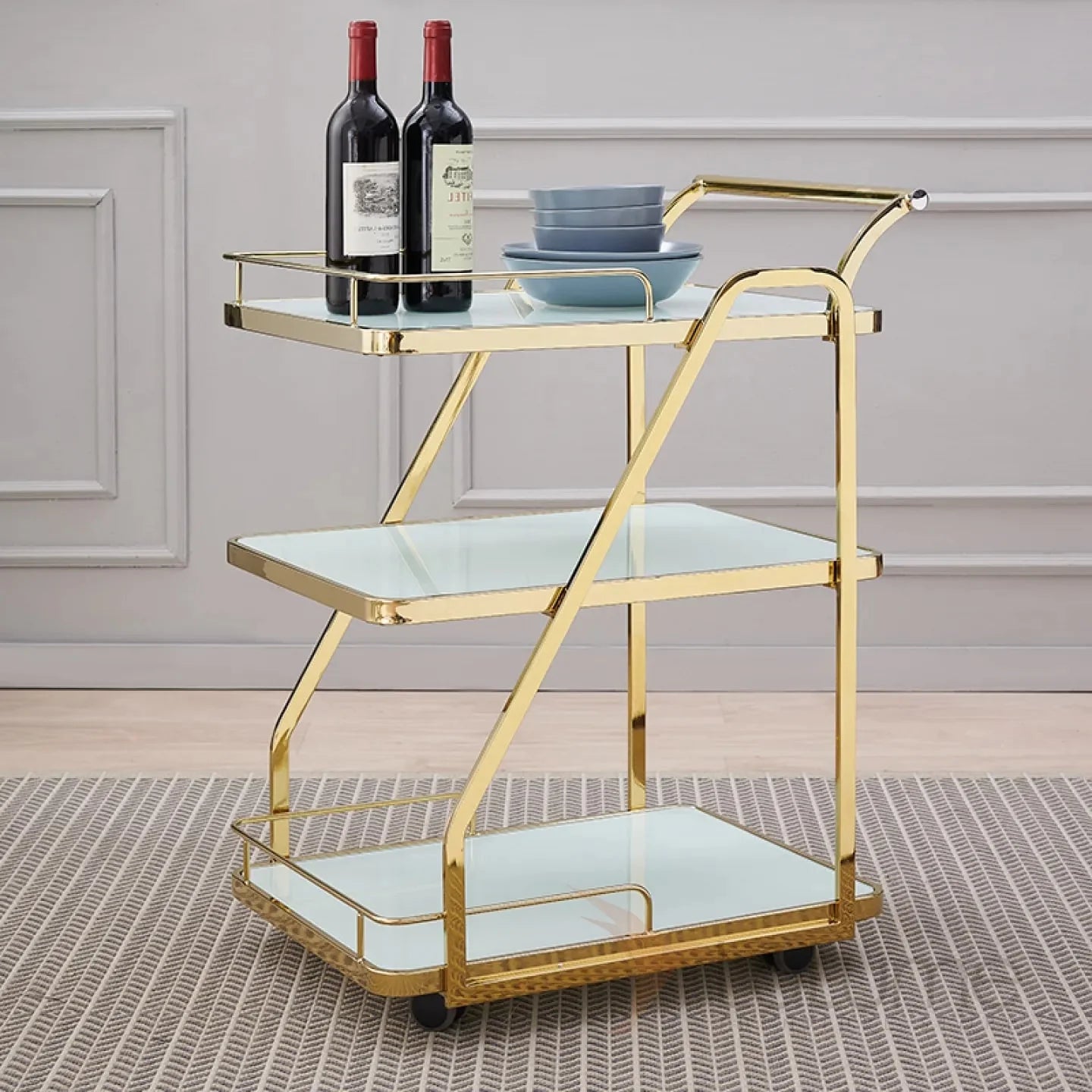 Metal Rolling 3-Tier Trolley With Handle (1189)